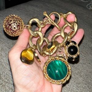 Vintage juicy couture chunky charm bracelet gold tone 8 charms very rare HTF 6.5